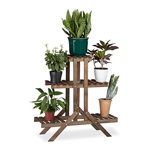 Relaxdays Blumentreppe 3 Ebenen, Aus Holz,...